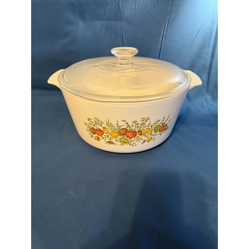 Vintage Spice of Life Corning Ware 5-Quart Range top Pot N-5-B with Glass Lid